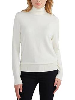 Woolicity Damen Langarm Rollkragenpullover Classic Slim Fit Leichter Strickpullover Einfarbig Rollkragen Sweater Rollneck Pullover, Weiß, XX-Large von Woolicity