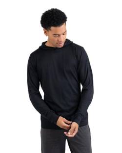 Herren Merinowolle Performance Active Langarm Hoodie, Schwarz, Large von Woolly Clothing Co