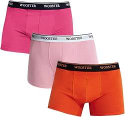 Wooster Boxershorts Herren - Boxer-Set aus Stretch-Baumwolle - Unterhosen Männer - 3er Pack (L, Rosa Orange - (600W)) von Wooster