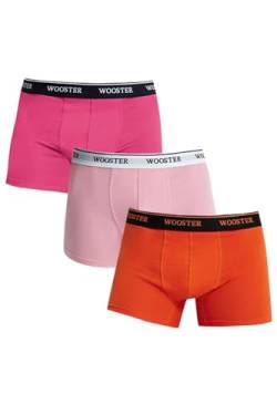 Wooster WOOSTERBOXER Herren Boxershorts - 3 Pack (DE/NL/SE/PL, Alphanumerisch, L, XXL, Regular, Regular, Rose, Hellrosa, Orange) von Wooster