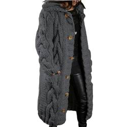 2023 Knitted Thick-Line Jumper Coat, Warm Oversized Cardigan Jumper Coat Winter for Women (Dark Gray,XL) von Wopedally