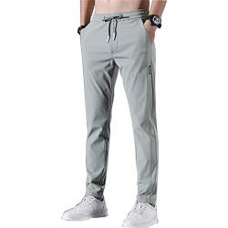 Schnell trocknende Stretch-Hose für Herren, Klassische Business-Hose mit hoher elastischer Taille, Ultra-elastische, leichte, schnell trocknende Jogginghose aus Eisseide mit Tasche. (Green,2XL) von Wopee