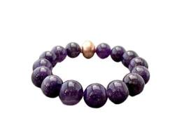 12mm Black (Dark) Amethyst & Copper Stretch Bead Bracelet for Spiritual Awareness and Growth, Stability, Sobriety, Peace and Healing Code- WAR6231 von World Wide Gems