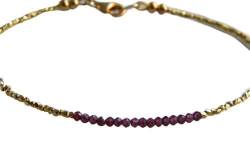 World Wide Gems 24k Gold Plated Dainty Slave Loose Gold Helling 2mm Stracking Red Red Garnet Bracelet Rondelle, Faceted 7" for Mens, Womens, gf, bf & Adult. von World Wide Gems