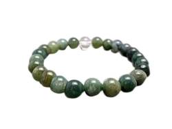 World Wide Gems 8MM Moss Agate Stretch Bead Bracelet for Heart Chakra Healing and Balancing, to Connect to The Elemental Kingdom and to Ground Excess Energy Code- WAR6244 von World Wide Gems