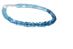 World Wide Gems 925 Sterling Silver Handmade Beaded 4mm Stracking Blue Apatite Bracelet Rondelle, Faceted 7" for Mens, Womens, gf, bf & Adult. von World Wide Gems