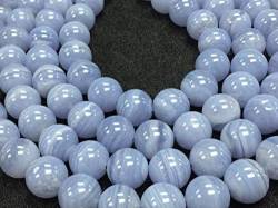 World Wide Gems Beads Edelstein 15 mm Blue Lace Achat Runde Perlen, 38,1 cm (15 Zoll) Strand, Code-High-51749, Edelstein Metall Stein von World Wide Gems