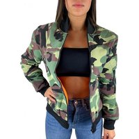 Worldclassca Bomberjacke Worldclassca Damen Camouflage Bomber Jacke Militär Rosa Pink Bomberjacke Retro Piloten Biker Übergangsjacke Blouson Fliegerjacke Army Parka kurz mit Reißverschluss Zip Neu S-L von Worldclassca