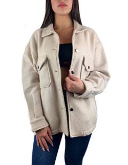 Worldclassca Damen Oversized Hemd HEMDJACKE EINFARBIG HOLZFÄLLERHEMD LANGARMHEND MIT Brusttaschen HEMDBLUSE Bluse Shirt Designer Blogger NEU S-L 36-42 (M, Beige) von Worldclassca