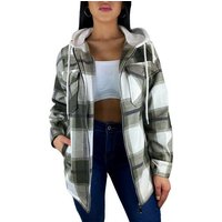 Worldclassca Flanellhemd Worldclassca DAMEN HEMDJACKE KARIERT MIT KAPUZE OVERSIZED HOLZFÄLLERHEMD HOODIE KAROHEMD BLOGGER XS-XL (1-tlg) von Worldclassca