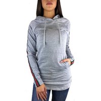 Worldclassca Hoodie Worldclassca Damen Kapuzenshirt Sweatshirt mit seitlichen Streifen T-Shirt leicht Hoodie Langarmshirt Oberteil Pulli Fitness training Blogger S-L von Worldclassca