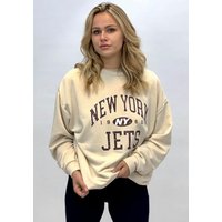 Worldclassca Longsweatshirt Worldclassca Damen Mädchen Oversized Sweatshirt Lounge Homewear Sweater Shirt Bedruckt Schriftzug NEW YORK JETS College Uni Farben Freizeit Sport Langarmshirt Oberteil Pulli Pullover Blogger S-L NEU von Worldclassca