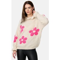 Worldclassca Strickpullover Worldclassca Oversize Damen Strickpullover Oberteil Rüschen Blumen von Worldclassca