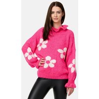 Worldclassca Strickpullover Worldclassca Oversize Damen Strickpullover Oberteil Rüschen Blumen von Worldclassca