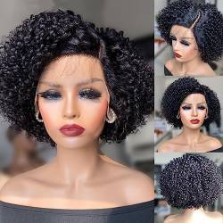 Perücke Orange Farbe Deep Curly Bob Lace Front Perücke Echthaar Perücke mit Babyhaar Kurze Pixie Curly Bob Perücke Glueless Lace Perücken für Frauen von WouND