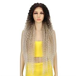 Perücke Synthetische Lace-Front-Perücke, lang, lockig, 96,5 cm, rote Perücke für Frauen, Afro-verworrene lockige Lace-Front-Perücke, Cosplay, blonde Spitzenperücke von WouND