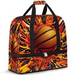 3D Basketball Sport Ball Reise Duffle Bag für Damen Herren Wochenende Übernachtung Taschen Faltbare Nass Getrennt 47L Tragetasche für Sport Gym Yoga, farbe, 47L, Taschen-Organizer von WowPrint