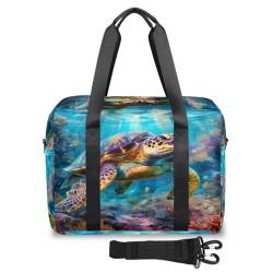 3D Ocean Turtle U-Boot Weltreise-Tasche für Damen und Herren, Wochenende, Übernachtungstasche, 32 l, große Reisetasche, Kabinentasche für Sport, Fitnessstudio, Yoga, farbe, (32L) UK, Taschen-Organizer von WowPrint