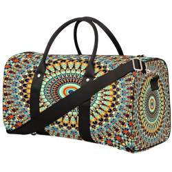 Abstrakte runde Mandala-Reisetasche für Damen, Herren, Mädchen, Jungen, Mandala-Kunst, Wochenende, Übernachtungstasche, 22,7 l, Tragetasche, Kabinengepäcktasche für Sport, Fitnessstudio, Yoga, farbe, von WowPrint