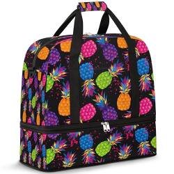 Ananas, bunte Reisetasche für Damen und Herren, Ananas, tropisches Wochenende, Übernachtungstaschen, faltbar, nass getrennt, 47 l, Tragetasche für Sport, Fitnessstudio, Yoga, farbe, 47 L, von WowPrint