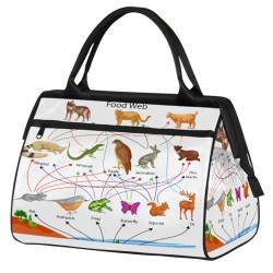 Animal Food Web Diagramm Reisetasche für Damen Herren Kinder Mädchen Tier Wochenende Übernachtung Taschen 24 L Reisetasche Tragetasche für Sport Gym Yoga, farbe, (24L) UK, Taschen-Organizer von WowPrint