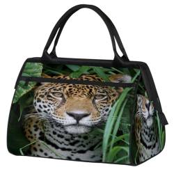 Animal Jaguar Reisetasche für Damen, Herren, Kinder, Mädchen, Jaguar, Leopard, Wochenende, Übernachtungstaschen, 24 l, Reisetasche für Sport, Fitnessstudio, Yoga, farbe, (24L) UK, Taschen-Organizer von WowPrint
