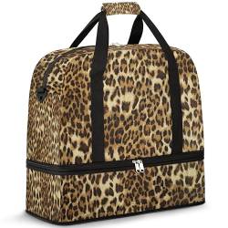 Animal Leopard Print Travel Duffle Bag for Women Men Leopard Texture Weekend Overnight Bags Foldable Wet Separated 47L Tote Bag for Sports Gym Yoga, farbe, 47 L, Taschen-Organizer von WowPrint