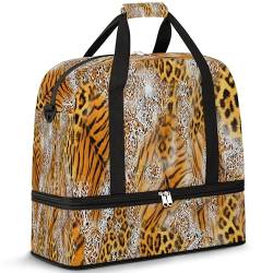 Animal Skin Travel Duffle Bag for Women Men Animal Print Weekend Overnight Bags Foldable Wet Separated 47L Tote Bag for Sports Gym Yoga, farbe, 47 L, Taschen-Organizer von WowPrint