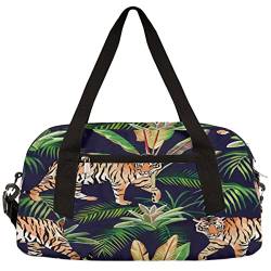 Animal Tiger Tropical Leaves Small Gym Bag for Women Men Tiger Floral Sport Duffel Bag Luggage Weekend Travel Bag for Kids Boys Girls Holdall Bag Lightweight Overnight Carry on Bag, multi von WowPrint