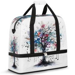 Art Music Magic Tree Travel Duffle Bag für Damen Herren Wochenende Übernachtung Taschen Faltbar Nass Getrennt 47L Tragetasche für Sport Gym Yoga, farbe, 47L, Taschen-Organizer von WowPrint