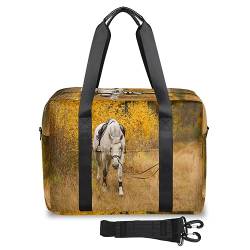 Autumn in Dog Brings Reisetasche für Damen und Herren, weißes Pferd, Wochenende, Übernachtungstaschen, 32 l, große Reisetasche, Tragetasche für Sport, Fitnessstudio, Yoga, farbe, 32 L, von WowPrint