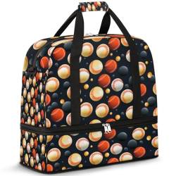 Balldruck Baseball Reisetasche für Damen Herren Wochenende Übernachtung Taschen Faltbar Nass Getrennt 47L Tragetasche für Sport Gym Yoga, farbe, 47L, Taschen-Organizer von WowPrint