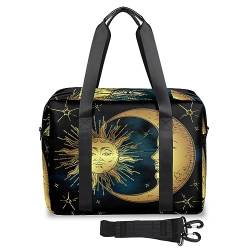 Boho Sun Moon Face Travel Duffle Bag for Women Men Boho Weekend Overnight Bags 32L Large Holdall Tote Cabin Bag for Sports Gym Yoga, farbe, 32 L, Taschen-Organizer von WowPrint