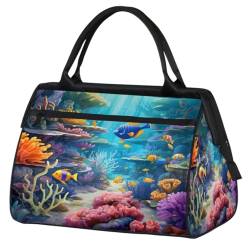 Bunte U-Boot-Welt-Ozean-Thema, Reisetasche, für Damen, Herren, Kinder, Mädchen, Wochenende, Übernachtungstaschen, 24 l, Tragetasche für Sport, Fitnessstudio, Yoga, farbe, (24L) UK, Taschen-Organizer von WowPrint