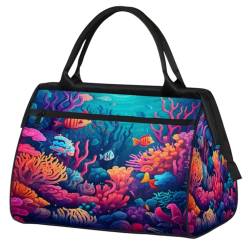 Cartoon Ocean U-Boot World Reisetasche für Damen Herren Kinder Mädchen Wochenende Übernachtung Taschen 24 L Reisetasche Tragetasche für Sport Gym Yoga, farbe, (24L) UK, Taschen-Organizer von WowPrint