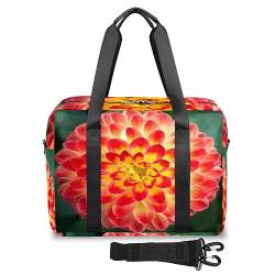 Dahlia Flowe Reisetasche für Damen und Herren, Orange, Dahlien, Wochenend-Übernachtungstaschen, 32 l, große Reisetasche, Tragetasche für Sport, Fitnessstudio, Yoga, farbe, 32 L, Taschen-Organizer von WowPrint