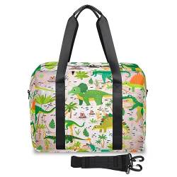 Dinosaurier Blätter Marmor Reisetasche für Damen Herren Dinosaurier Lustige Wochenende Übernachtung Taschen 32L Große Reisetasche Tragetasche für Sport Gym Yoga, farbe, 32 L, Taschen-Organizer von WowPrint