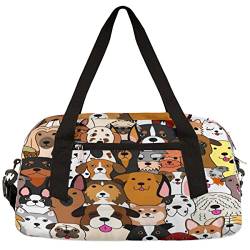 Doodle Dogs Small Gym Bag for Women Hen Cute Dog Sports Duffel Bag Luggage Weekend Travel Bag for Kids Boys Girls Holdall Bag Lightweight Overnight Carry on Bag, multi von WowPrint