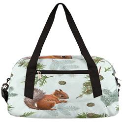 Eichhörnchen Kleine Turntasche für Damen und Herren, niedliches Eichhörnchen-Sport-Duffel-Tasche, Gepäck, Wochenend-Reisetasche für Kinder, Jungen, Mädchen, Reisetasche, leicht, über Nacht tragbar, multi von WowPrint