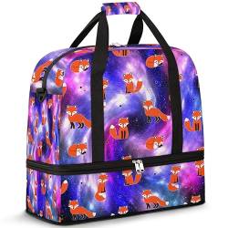 Fox Galaxy Sky Travel Duffle Bag für Damen Herren Nacht Galaxy Wochenende Übernachtung Taschen Faltbar Nass Getrennt 47L Tote Bag für Sport Gym Yoga, farbe, 47 L, Taschen-Organizer von WowPrint