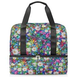 Frühling Bunte Blumen Sport Duffle Bag für Damen Herren Jungen Kirls Blumen Wochenende Übernachtung Taschen nass getrennt 21 L Tragetasche für Reisen Gym Yoga, farbe, 21L, Taschen-Organizer von WowPrint