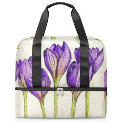 Frühling Krokus Sport Duffle Bag für Damen Herren Jungen Kirls Krokus Blume Wochenende Übernachtung Taschen Nass Getrennt 21L Tragetasche für Reisen Gym Yoga, farbe, 21L, Taschen-Organizer von WowPrint