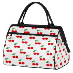 Fruit Cherry Reisetasche für Damen Herren Kinder Mädchen Sommer Kirsche Wochenende Übernachtung Taschen 24 L Reisetasche Tragetasche für Sport Gym Yoga, farbe, (24L) UK, Taschen-Organizer von WowPrint