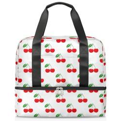 Fruit Cherry Sport Duffle Bag für Damen Herren Jungen Kirls Sommer Kirsche Wochenende Übernachtung Taschen Nass Getrennt 21L Tragetasche für Reisen Gym Yoga, farbe, 21L, Taschen-Organizer von WowPrint