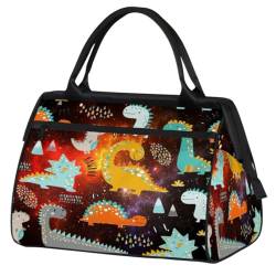 Galaxy Dinosaurier Reisetasche für Damen Herren Kinder Mädchen Galaxy Stars Wochenende Übernachtung Taschen 24 L Reisetasche Tragetasche für Sport Gym Yoga, farbe, (24L) UK, Taschen-Organizer von WowPrint