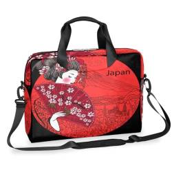 Geisha Laptop-Hülle für Damen, japanische Laptop-Handtasche, Aktentasche, Messenger-Tragetasche, Schulterriemen, für 33–40,6 cm (13–16 Zoll), farbig, 13-16in von WowPrint