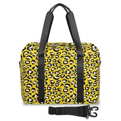 Gelbe Reisetasche mit Leopardenmuster für Damen und Herren, Leopardenmuster, Wochenend-Übernachtungstaschen, 32 l, große Reisetasche, Tragetasche für Sport, Fitnessstudio, Yoga, farbe, 32 L, von WowPrint