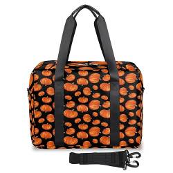 Halloween-Kürbis-Reisetasche für Damen und Herren, Herbst, Kürbis, Wochenende, Übernachtungstaschen, 32 l, große Reisetasche, Tragetasche für Sport, Fitnessstudio, Yoga, farbe, 32 L, Taschen-Organizer von WowPrint