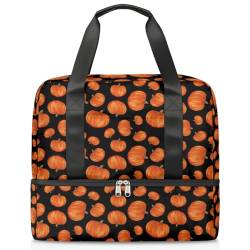 Halloween Kürbis Sport Duffle Bag für Damen Herren Jungen Kirls Herbst Kürbis Wochenende Übernachtung Taschen nass getrennt 21L Tragetasche für Reisen Gym Yoga, farbe, 21L, Taschen-Organizer von WowPrint