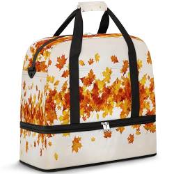 Herbst Ahorn Reise Duffle Bag für Damen Herren Ahornblatt Wochenende Übernachtung Taschen Faltbar Nass Getrennt 47L Tragetasche für Sport Gym Yoga, farbe, 47 L, Taschen-Organizer von WowPrint